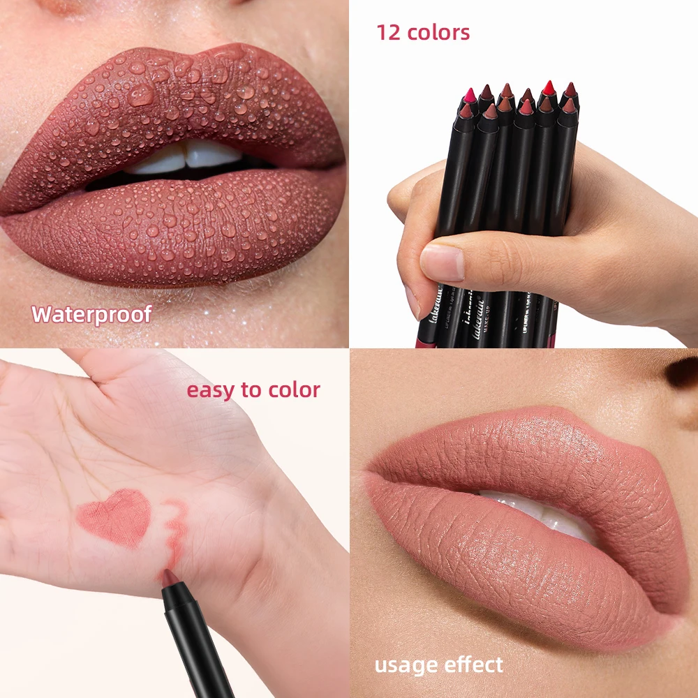 12 Colors Lip Liner Matte Dewy Finish Long Lasting Waterproof Smudge Proof Lip Liner For Women Lip Makeup Valentine's Day Gifts