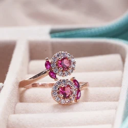 Ruby gemstone ring for charm lady silver jewelry rose gold color female dating party fine dating jewelry gift