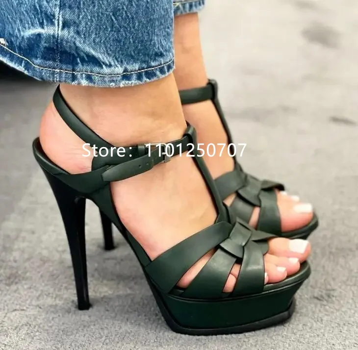 Luxury Style Women Sandals Summer Platform Women High Heels 14CM Open Toe Spike Heels Dressing Shoes Brand