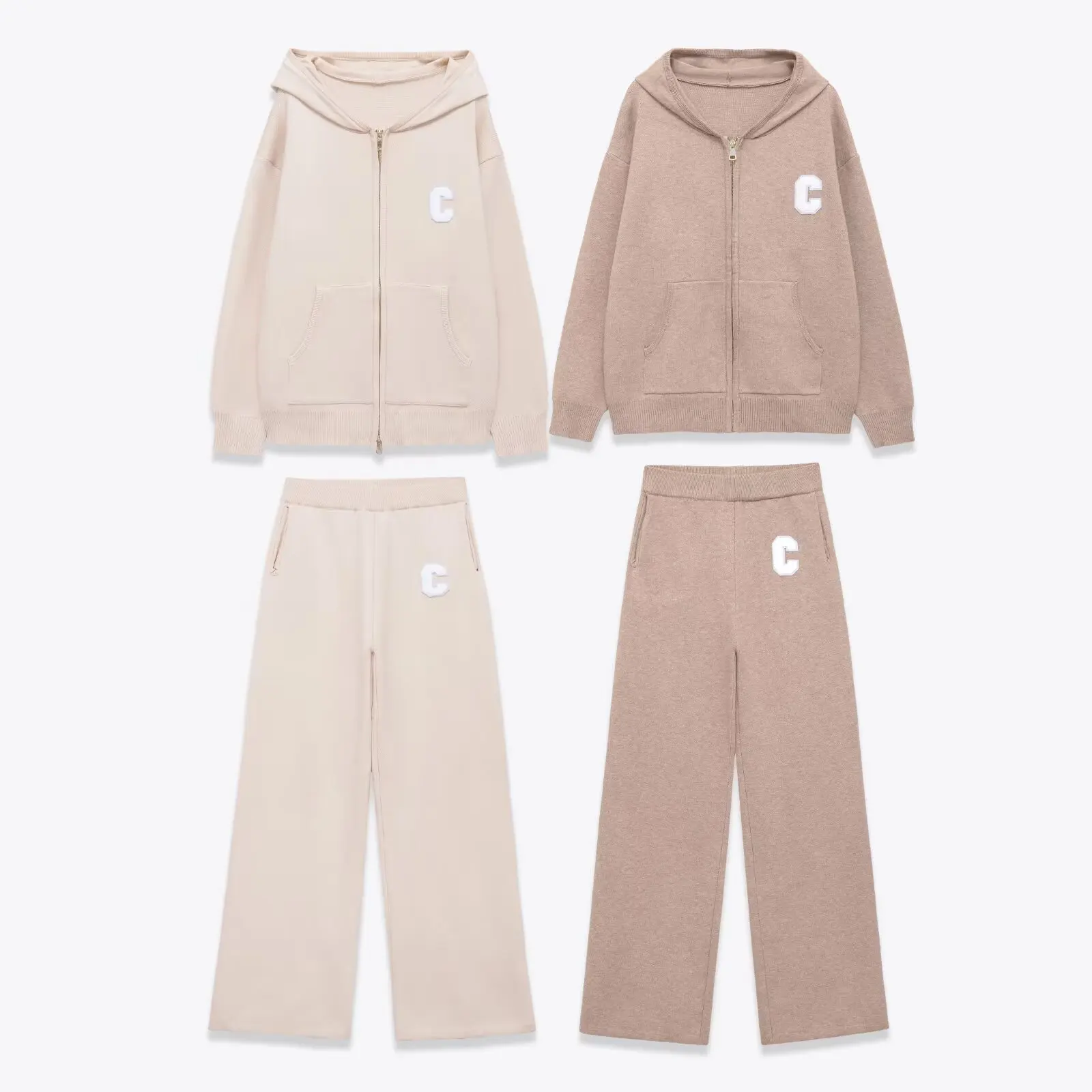 

SuperAen New 2026 Spring and Autumn European and American Style Women Solid Color Long-sleeved Hooded Top Full Length Pants Sets