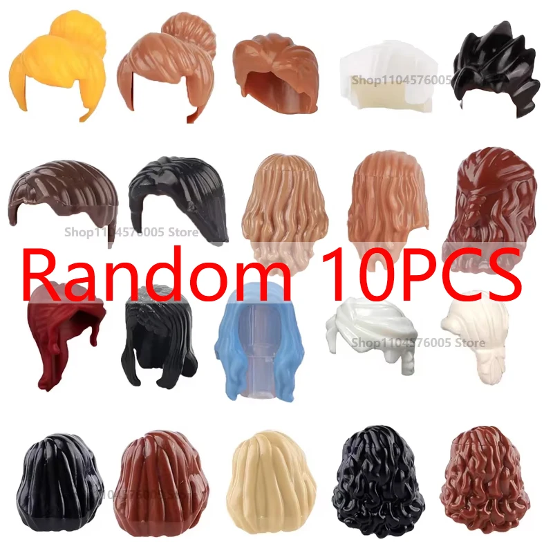 MOC Braune Haare Bausteine Stadt Figuren Körper Kreative Zubehör Blond Gold Weiß Teile DIY Hüte Mini Ziegel Montieren Spielzeug S04