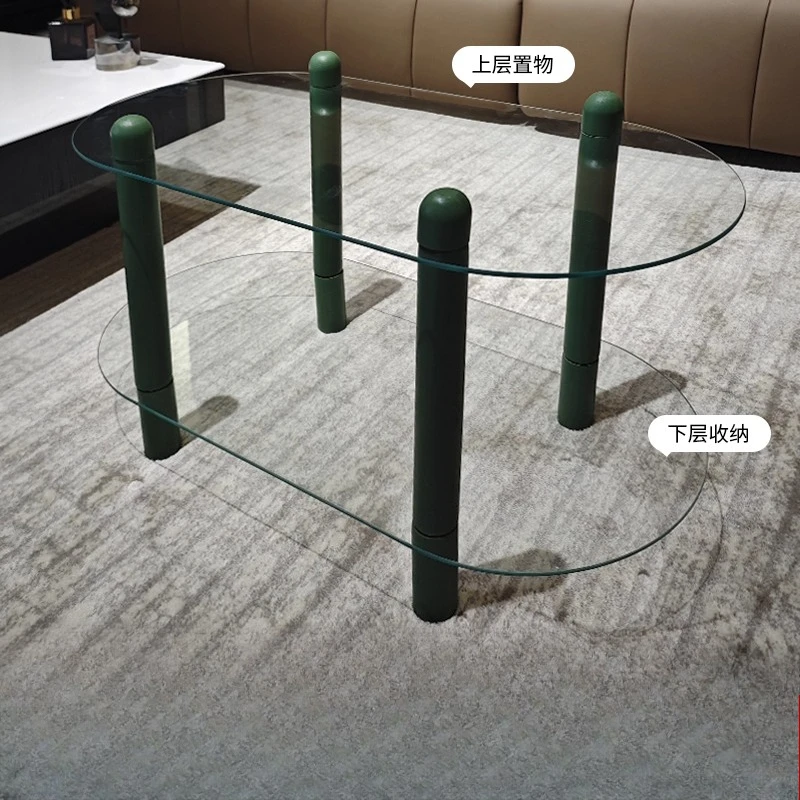 Tempered glass oval small coffee table