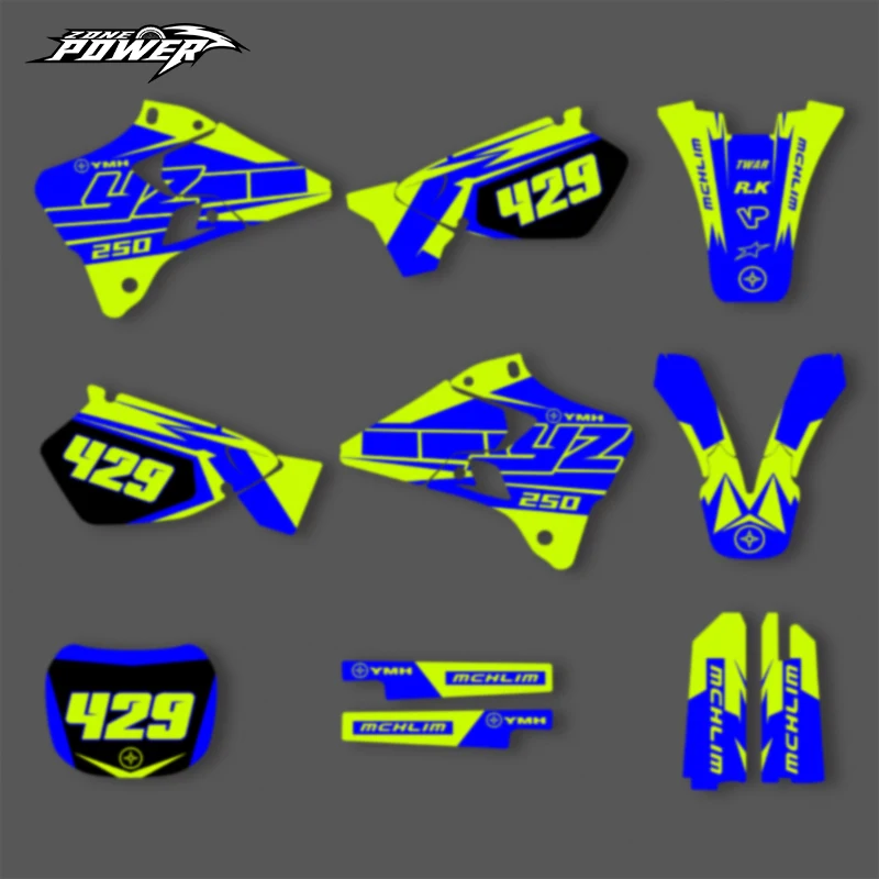 

Powerzone New Set For Yamaha YZ125 YZ250 YZ 125 250 1996-2001 Motorcycle Adhesive Decals Graphics Sticker Kits 02