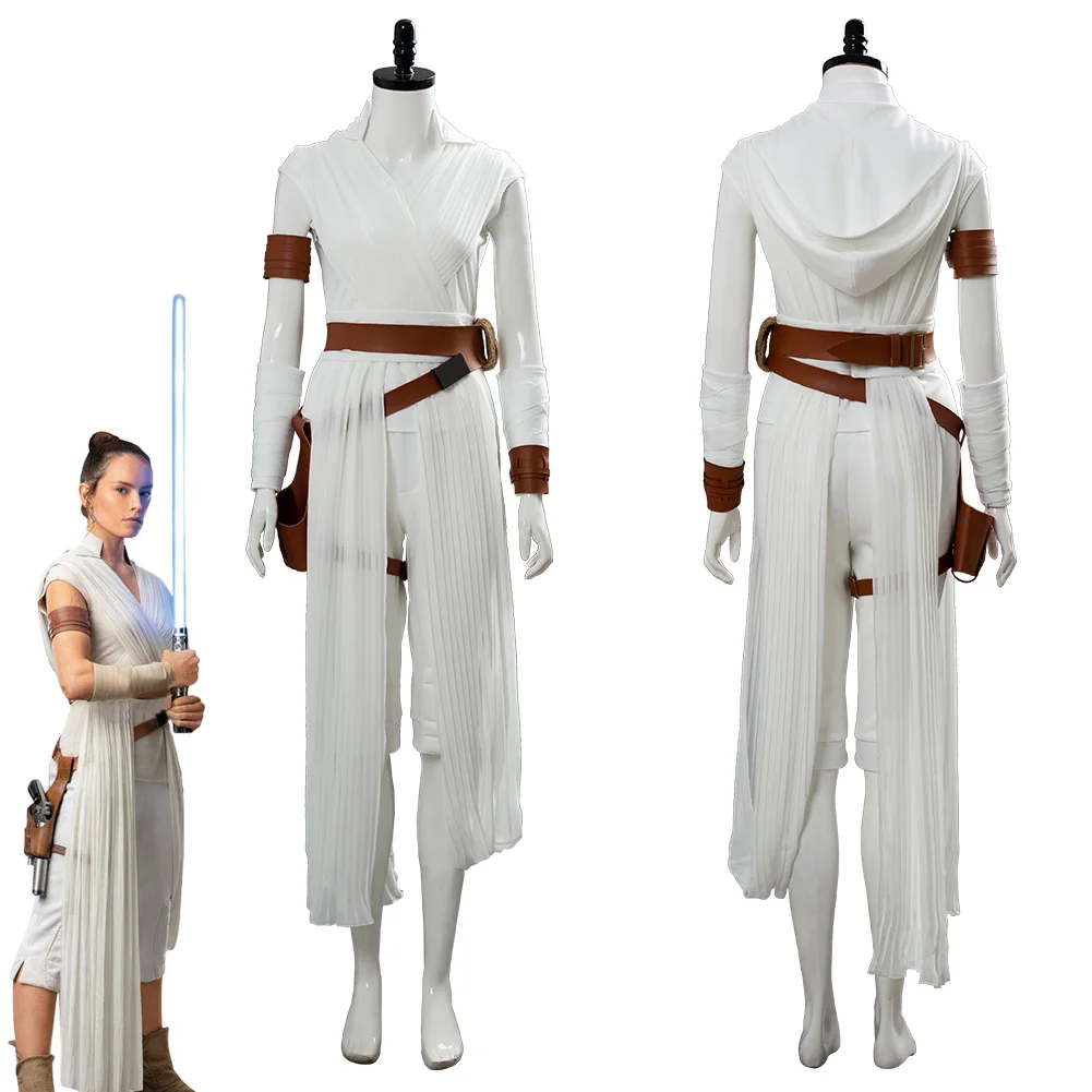 

Movie Space Battle Adult Rey Cosplay Costume Clothing Fantasy Knight Disguise Top Pant Belt Outfit Halloween Carnival Party Suit