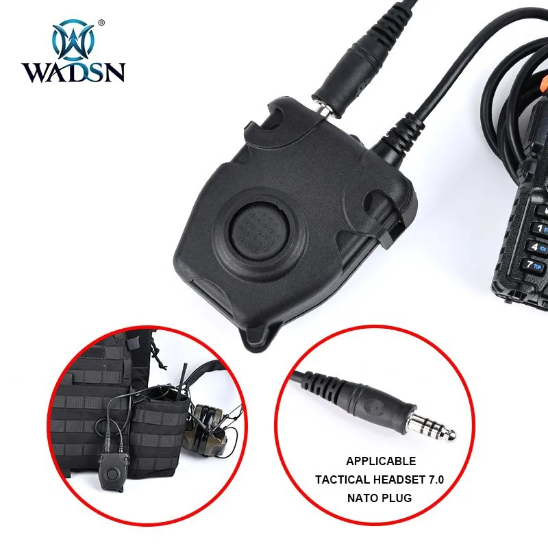 

Wadsn Tactical PTT Push-Talk Button Military Headset Comtact Headphone with Motorola Kenwood Icom Midland Plug For Baofeng Radio