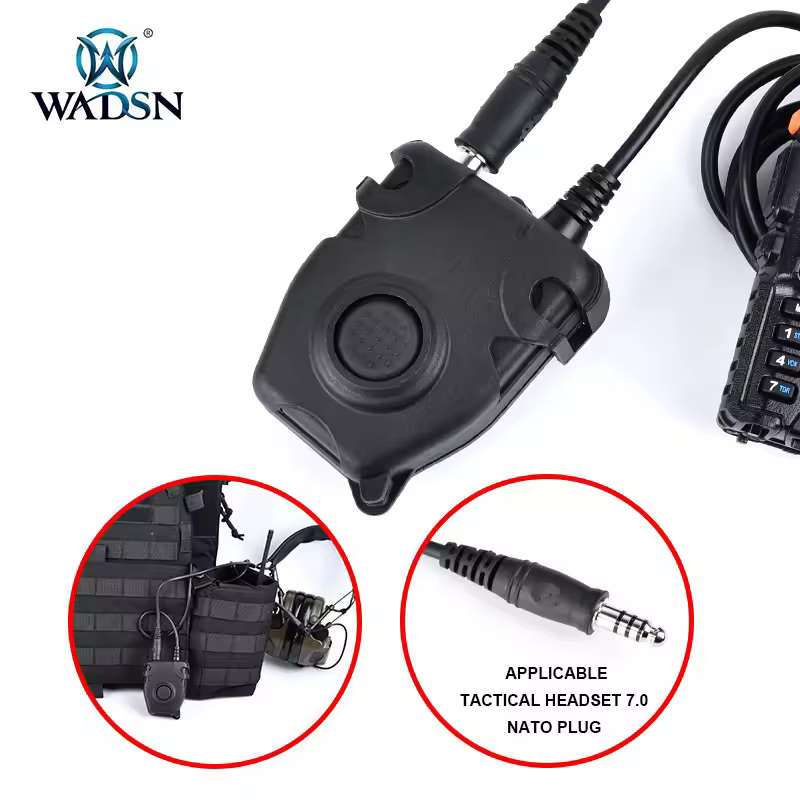 Wadsn DulPTT-Casque militaire à bouton poussoir, casque de sauna Comtact, téléphone avec Motorola MendIcom, prise Midland pour radio Baofeng