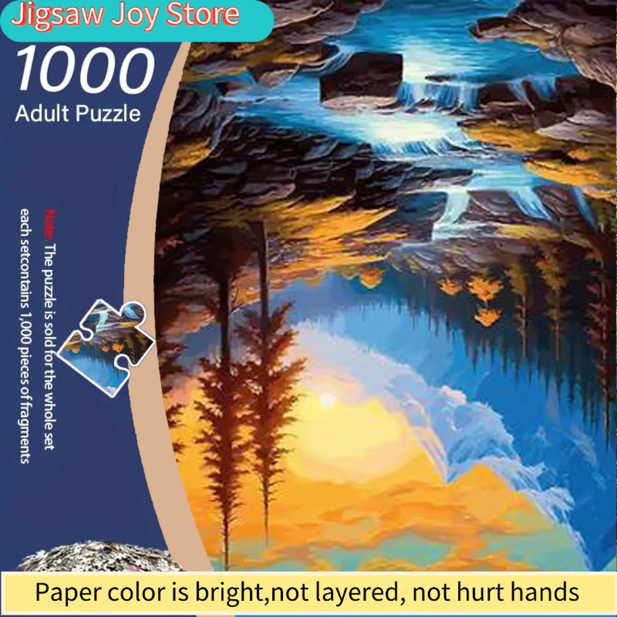 

Пазл из 1000 деталей для взрослых с изображением ярких пейзажей: водопадов, деревьев и скал, окутанных светом солнца.