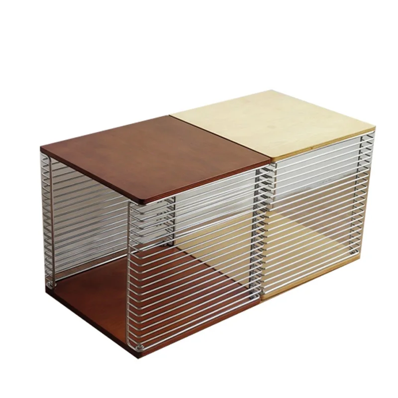 

Nordic metal rack, antique stainless steel edge table, coffee table removable solid wood sofa edge table
