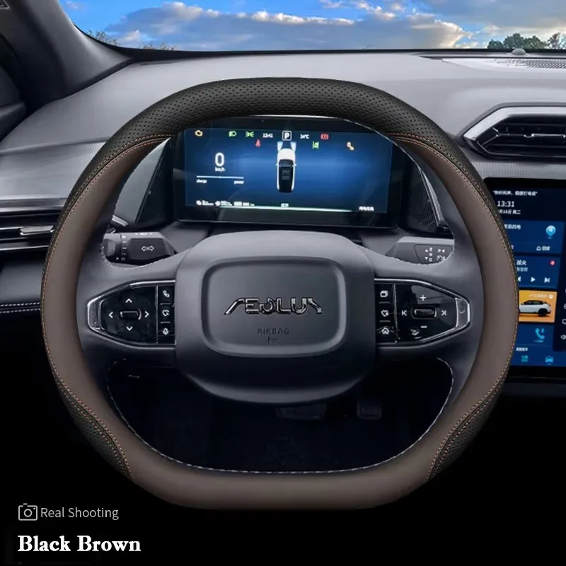 Für Dongfeng Box Nammi 01 06 Aeolus Haohan Mage L7 Leder-Lenkradbezug Rutschfest 2024 2026 Auto-Innenausstattung – Detail 3