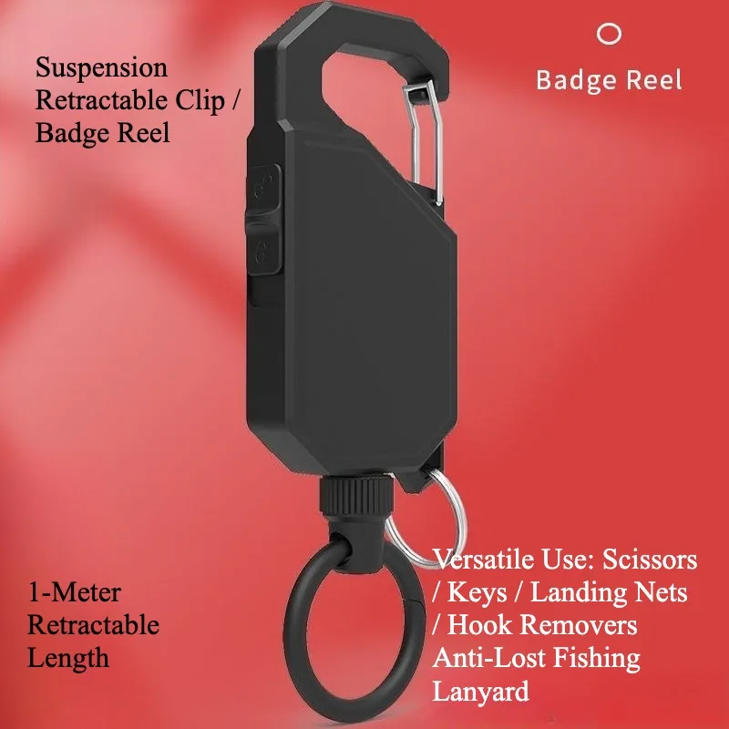 Fishing Retractable Tether Keychain with Lock Switch Anti-Lost Lanyard Suspension Extension Clip for Fly Lure Rod Gear