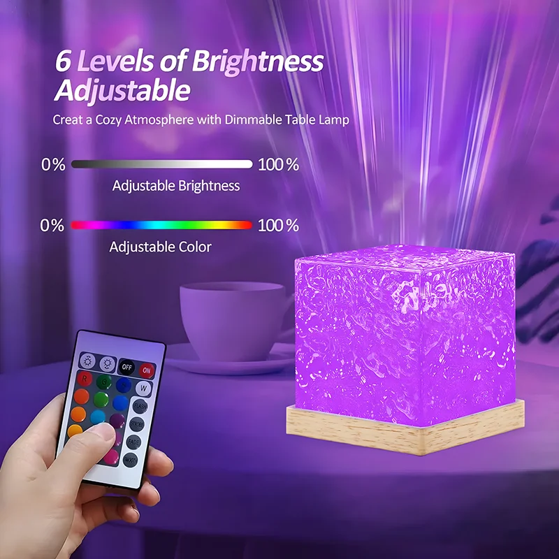 Water Ripple Projector Night Light Bluetooth Speaker Rechargeable Dimmable 16 Color Wave Lamp Room Decor Atmosphere Night Light