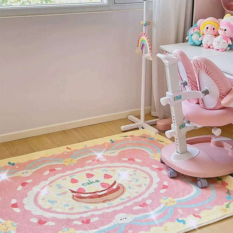 Bedroom Carpet For Children's Room Cute Girls Floor Soft Mat Living Room Decoration White Fluffy Large Kids Bedside Rugs