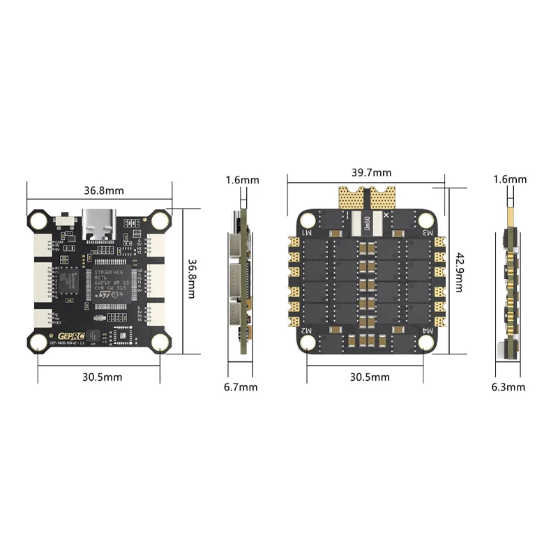 ชุดควบคุมการบิน GEPRC TAKER F405 BLS 50A Stack 42688-P พร้อมไจโรสโคป 16MB บันทึกข้อมูลการบินแบบ Black Box วิเคราะห์ข้อมูลการบิน พร้อมใช้งาน (Plug and Play) สำหรับโดรนแข่ง FPV
