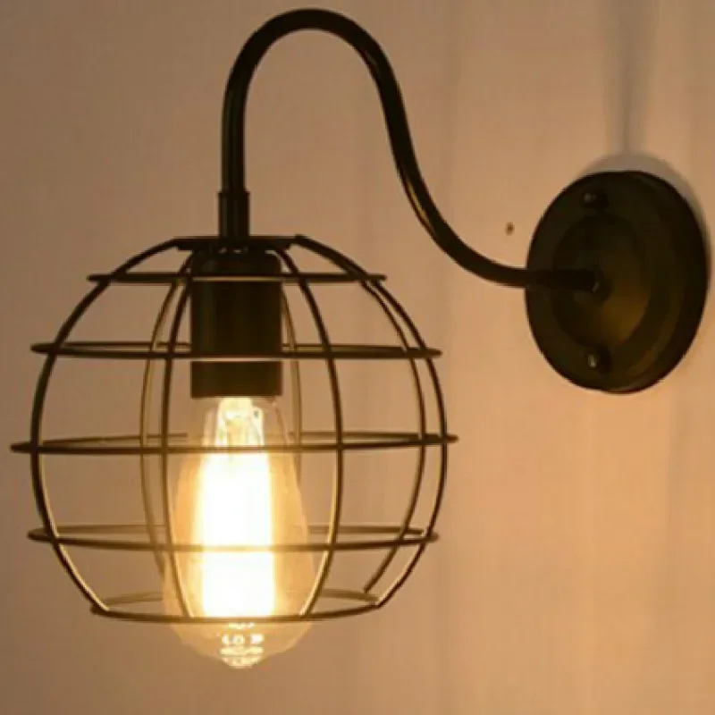 Luz de pared Vintage Industrial para decoración de interiores, candelabro de hierro forjado Retro negro para mesita de noche, pasillo, Bar y