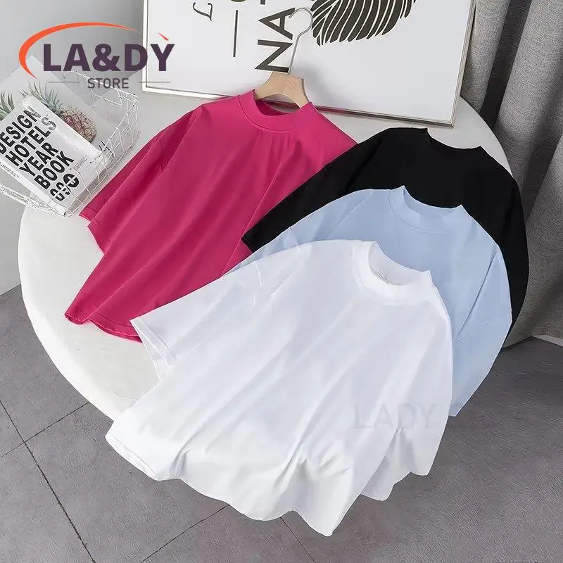 Women Fashion Striped Loose Round Neck Half Sleeve Cotton T-Shirt Female Solid Color Casual Versatile Tees Tops