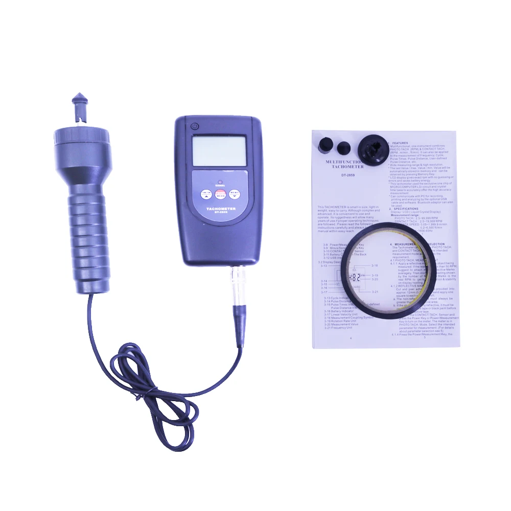 DT-2859 Digital Photoelectric Laser Non-Contact Tachometer Professional Precision Tachometer Used for Measuring Motor Speeds