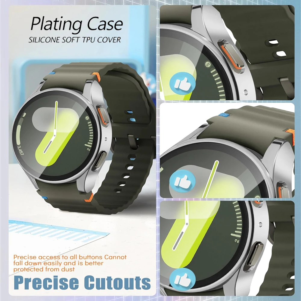 TPU Plating Case For Samsung Galaxy Watch 7 40mm 44mm Screen Protector Accessories All-Around Watch Case For Galaxy Watch FE