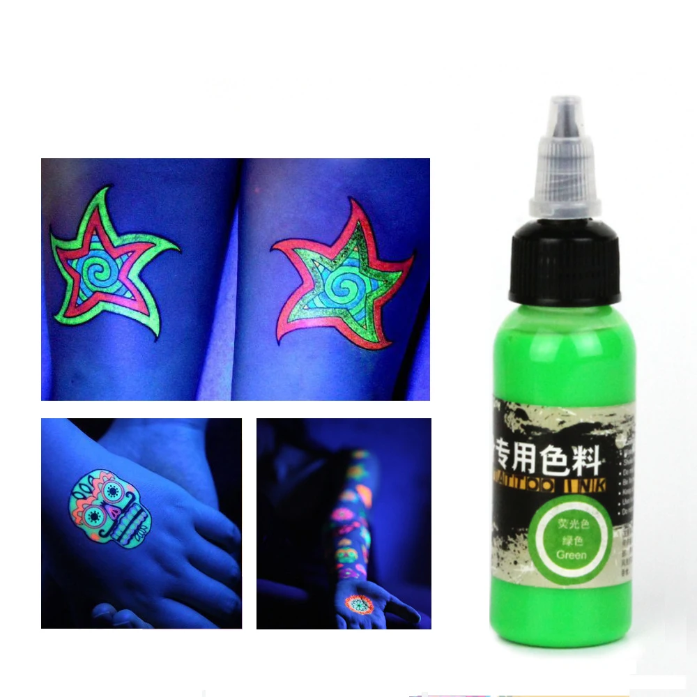 5 Colors Temporary Night Light Tattoo Ink Professional Safe Disposable Easy Coloring Body Colored Drawing Airbrush Pigment 30ml