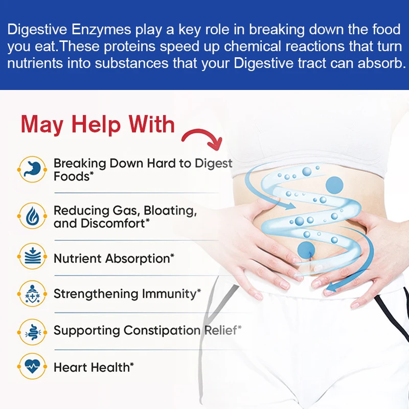 Digestive Enzymes Capsules Adult Digestive Enzyme Supplements Beneficial Bacteria Immune System Support & Healthy Digestive