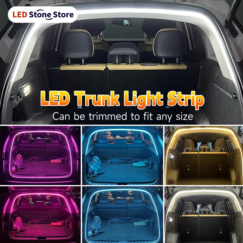 12V flexible car trunk LED light strip with high brightness wiring automatic sensing tailgate light strip tool free installation