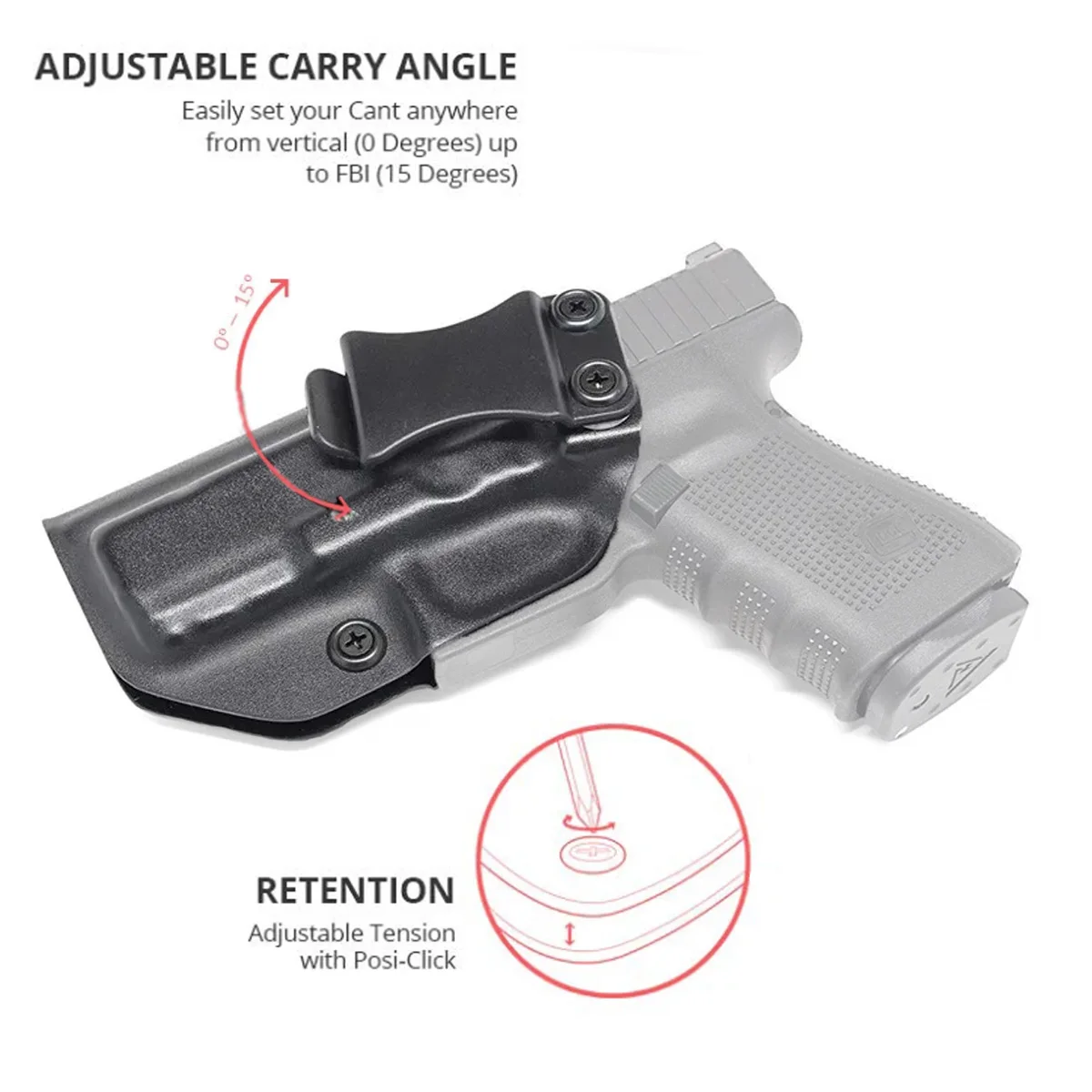 Cintos táticos internos ocultos, coldres de transporte glock 17 19 22 26 31 43 43x, clipe de cinto, pilha dupla única, bolsa para mão direita