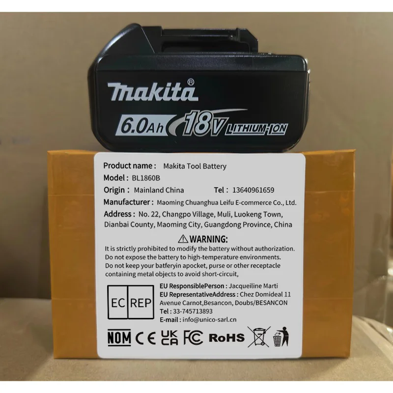 Batteria Makita 18V 6Ah 100% originale BL1850B BL1840B BL1850B BL1860B Batteria ricaricabile agli ioni di litio per utensili elettrici Makita 18V Sostituzione della batteria.
