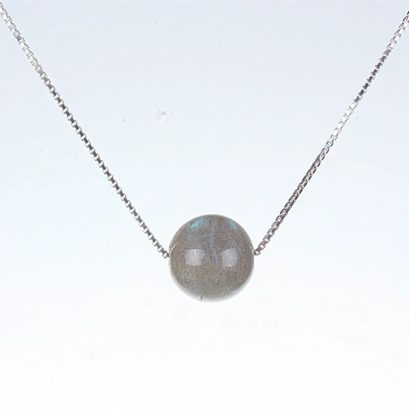 

Buyee 925 Sterling Silver Female Stone Pendant Chain Elegant Round Moonstone Necklace for Women Fashion Fine Jewelry Chain Gift
