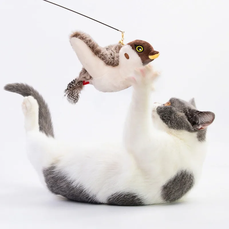 Interactive toys for cats Electric bird touch-activated squeaky plush toy for pets