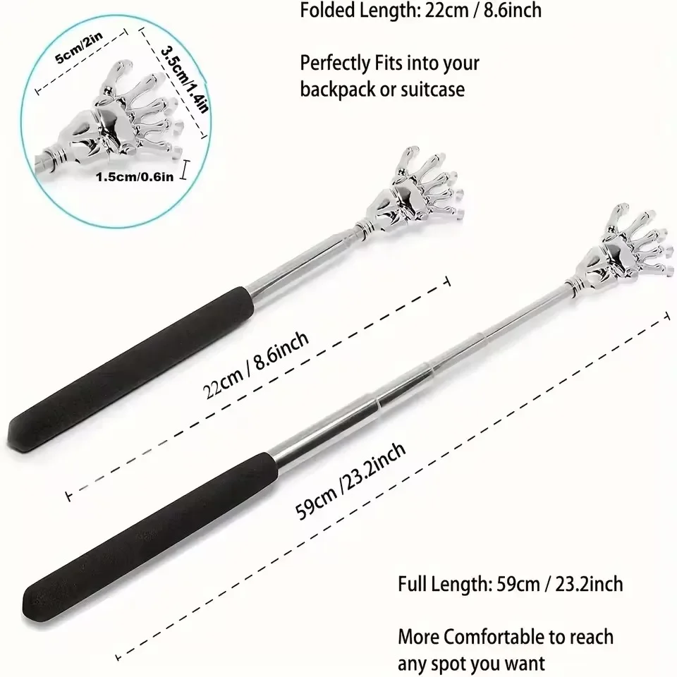 Portable Stainless Steel Telescopic Back Scratcher Extendable Scratcher Back Massager Tool For Blood Circulation Relax Health