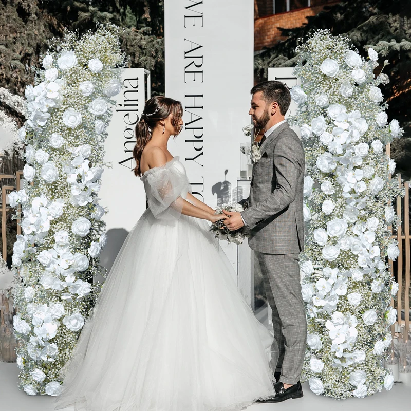 

Белая роза, орхидея, гипсофила: 5D цветочная композиция для свадебного фона, декора мероприятий, сцены, украшения столов, витрин