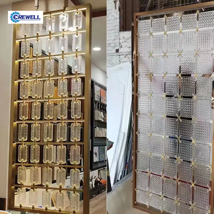 AIROW Modern Minimalist Rectangular Stainless Steel Partition, Waterproof Decorative Screen for Interior Decoration