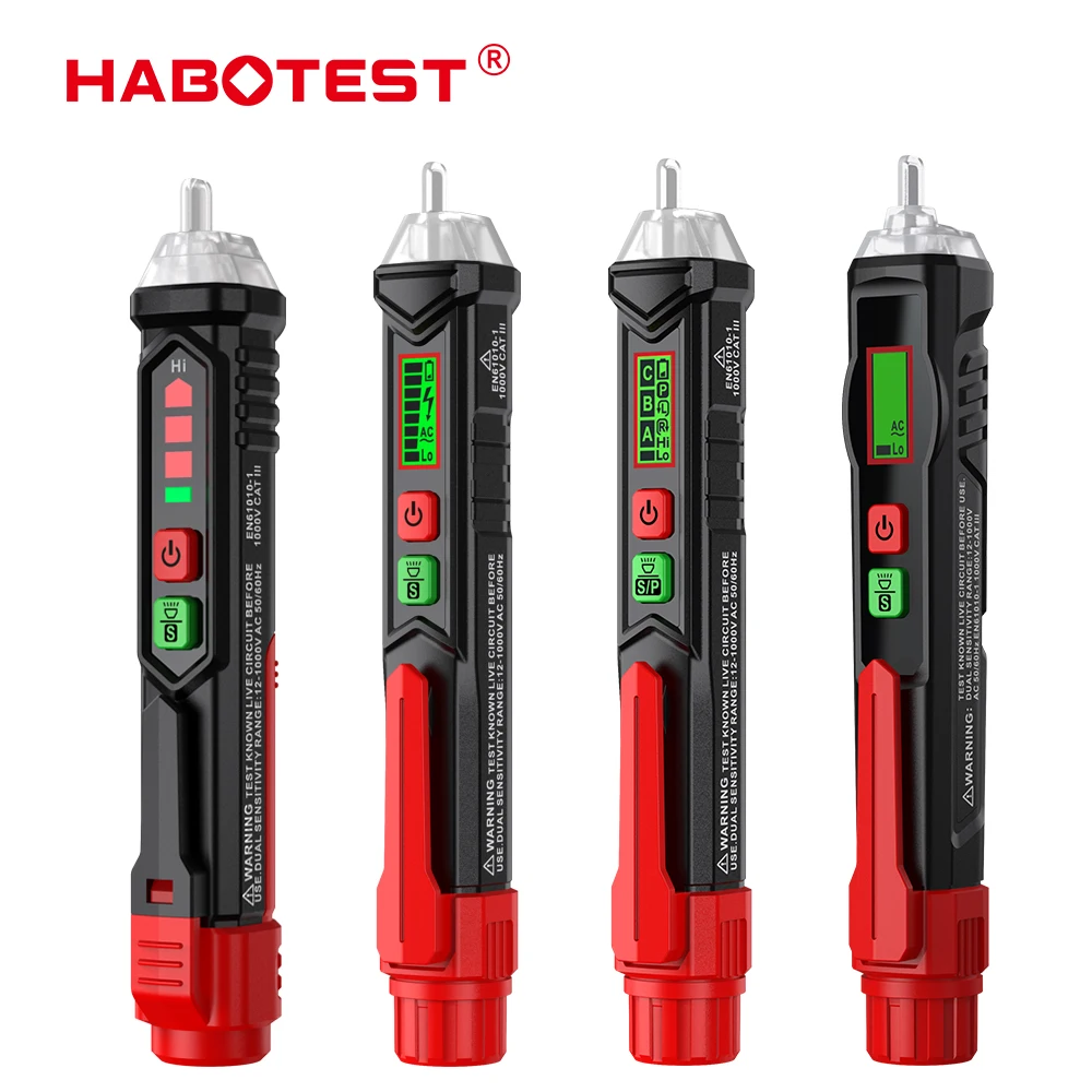 HABOTEST Berührungsloser Spannungsprüfer mit Ton- und Lichtalarm, Dual-Sensitivität, AC12-1000V, Leiter- und Neutralleiter-Detektor, automatische Abschaltung HT90 – Detail 2