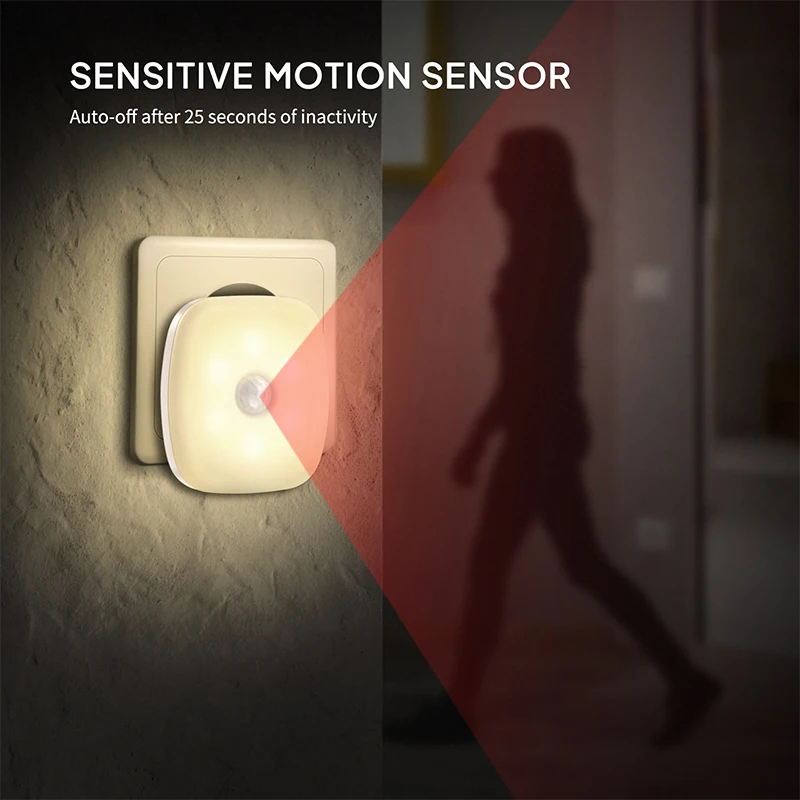 1/2pcs Wireless LED Night Light Motion Sensor EU Plug Children's Nights Light Night Lamp For Home Bedsides Table Bedroom Hallway