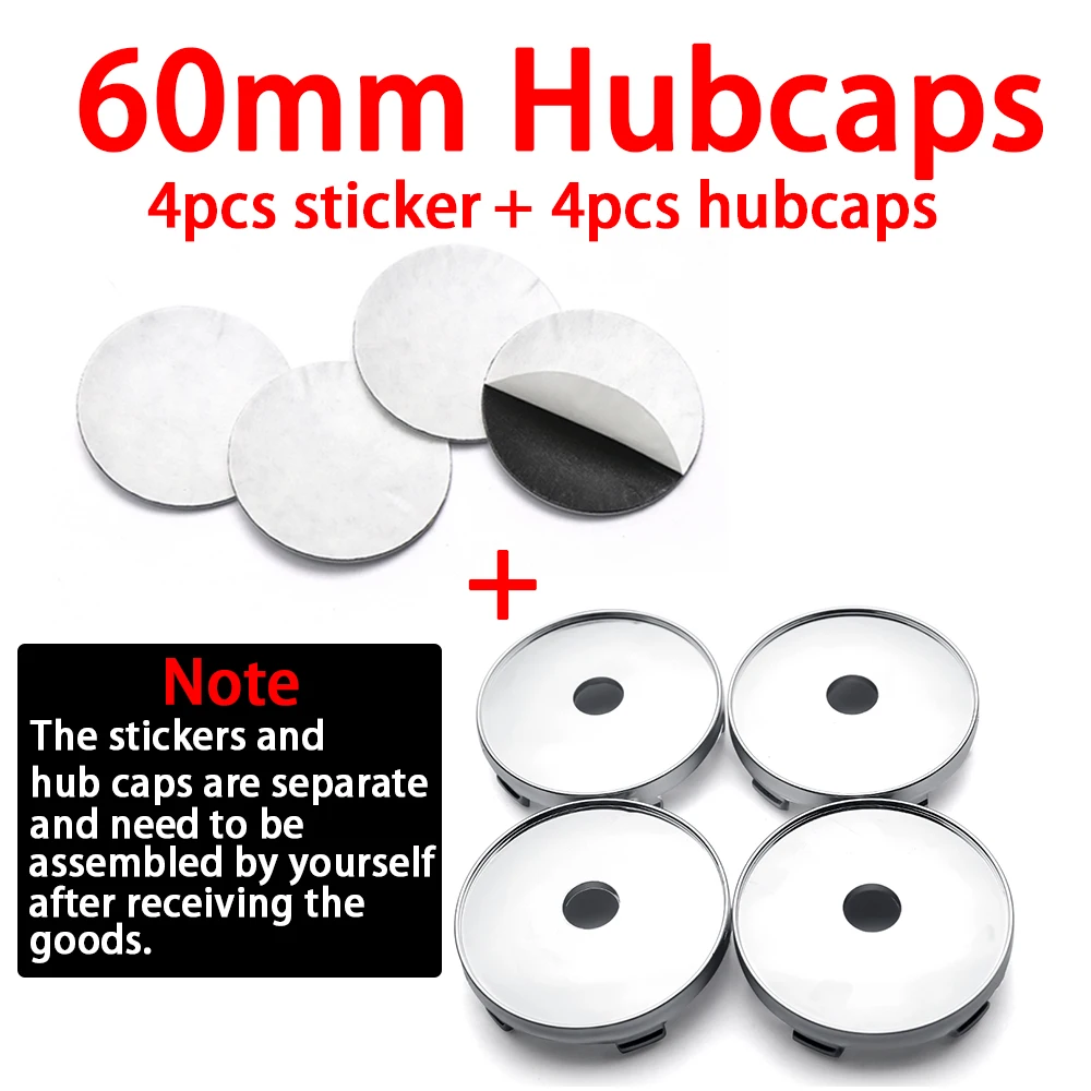 4pcs 60/63/68mm Car Wheel Center Cover Sticker Hub Caps Accessories For Volkswagen VW Golf Polo Touran TSI TDI R32 MK4 GTI Rline