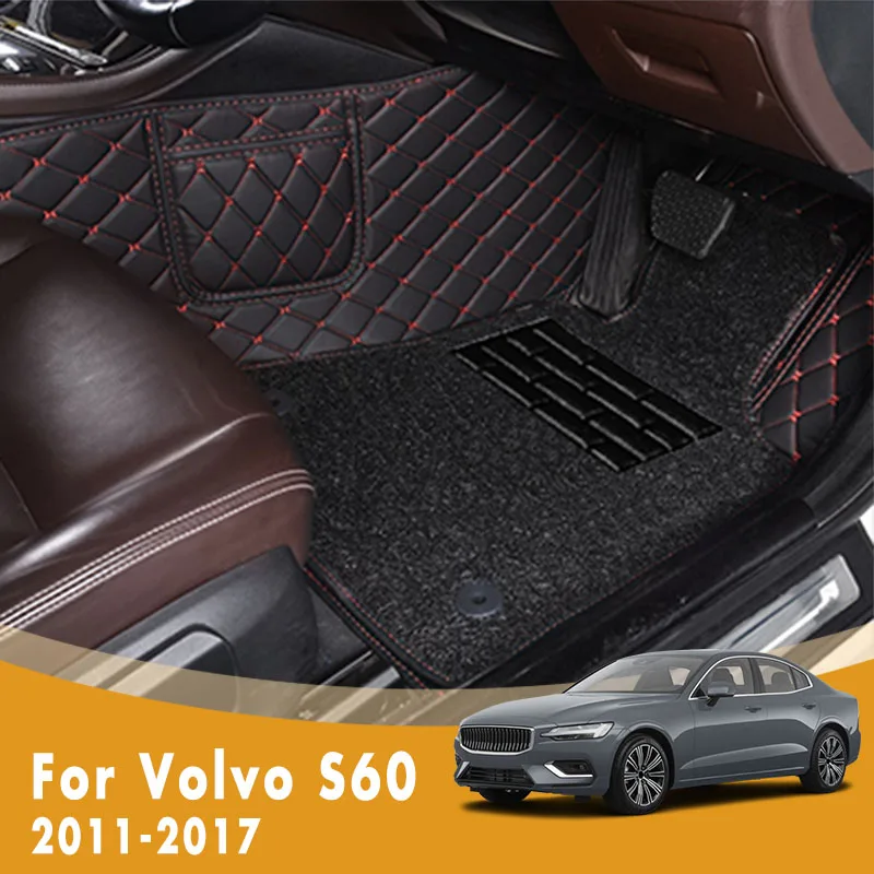 

RHD Car Floor Mats For Volvo S60 2017 2016 2015 2014 2013 2012 2011 Double Layer Wire Loop Custom Auto Styling Foot Pads Carpets