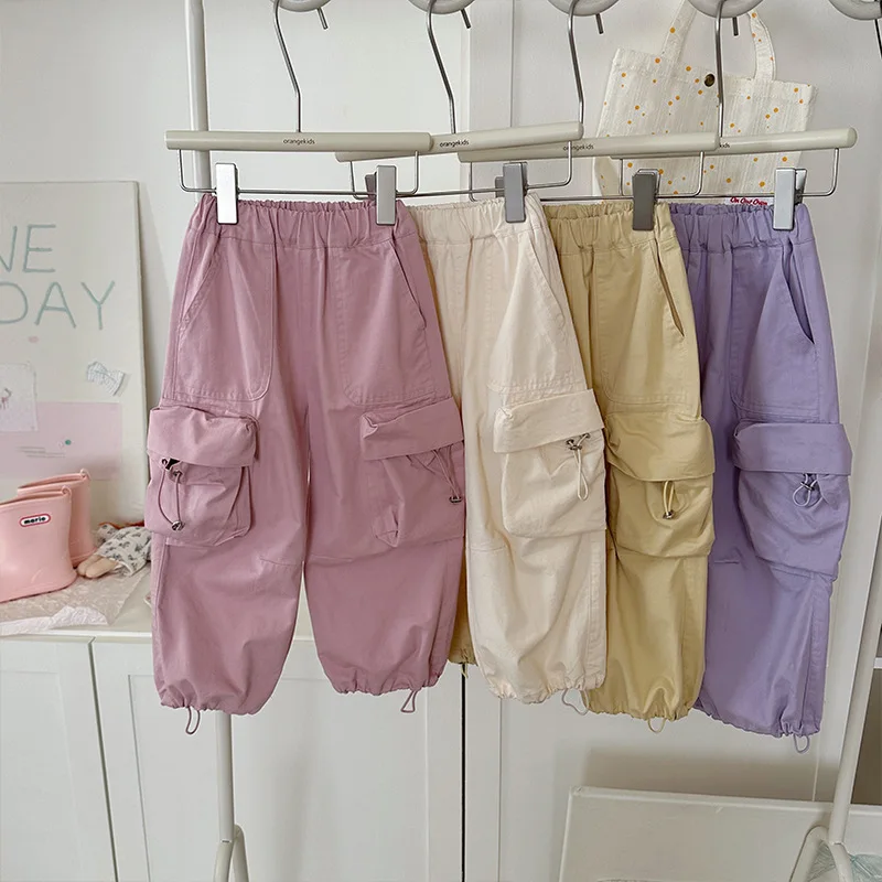 Girls' Side Pocket Work Pants Casual 2025 Spring and Autumn New Trend Fashionable Loose Cool