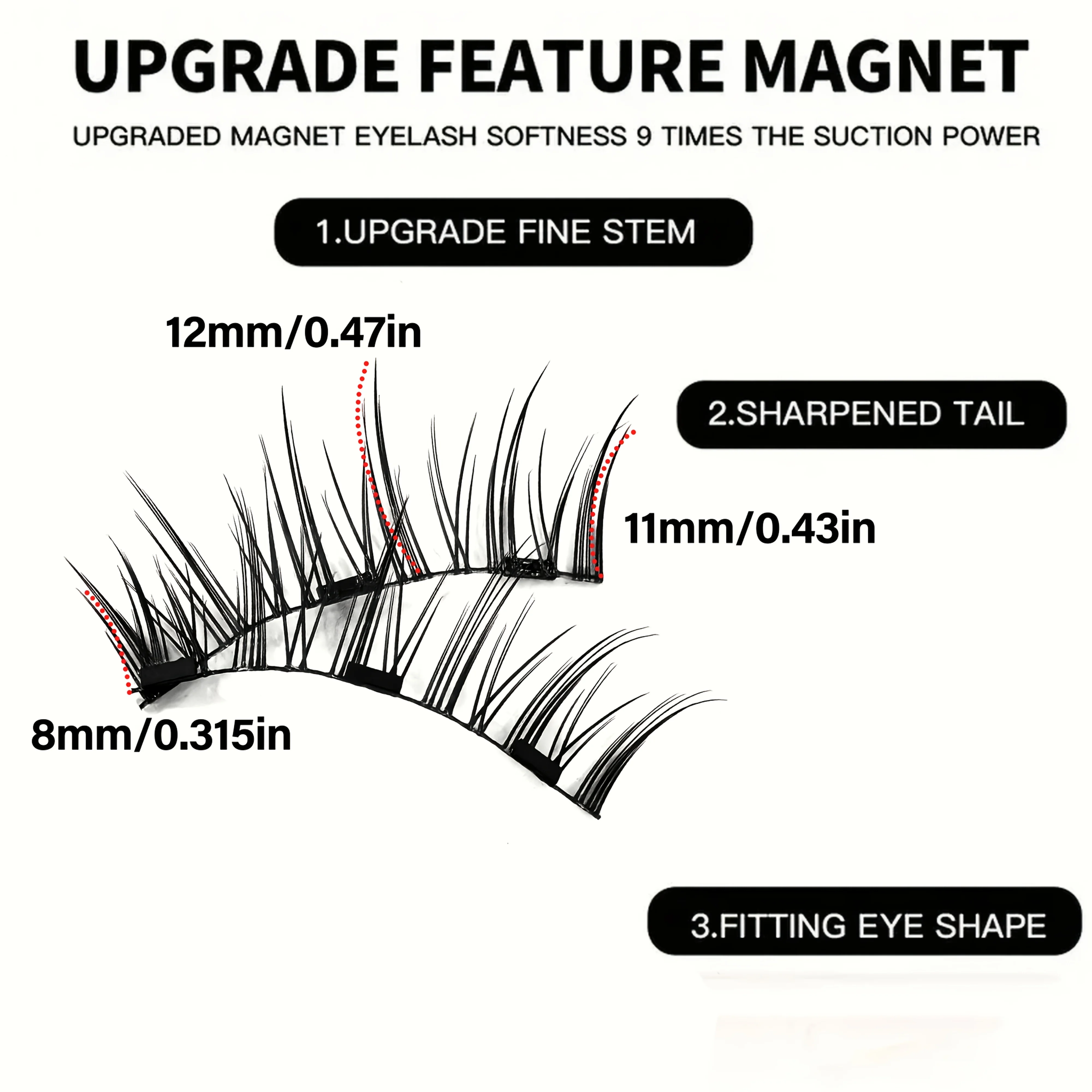 مجموعة رموش مغناطيسية ثلاثية الأبعاد - رموش إضاءة ريش قابلة لإعادة الاستخدام 6-12 مم D Curl | هيبوالرجينيك مناسب للمبتدئين ليلاً ونهارًا من جلام الطبيعي #4