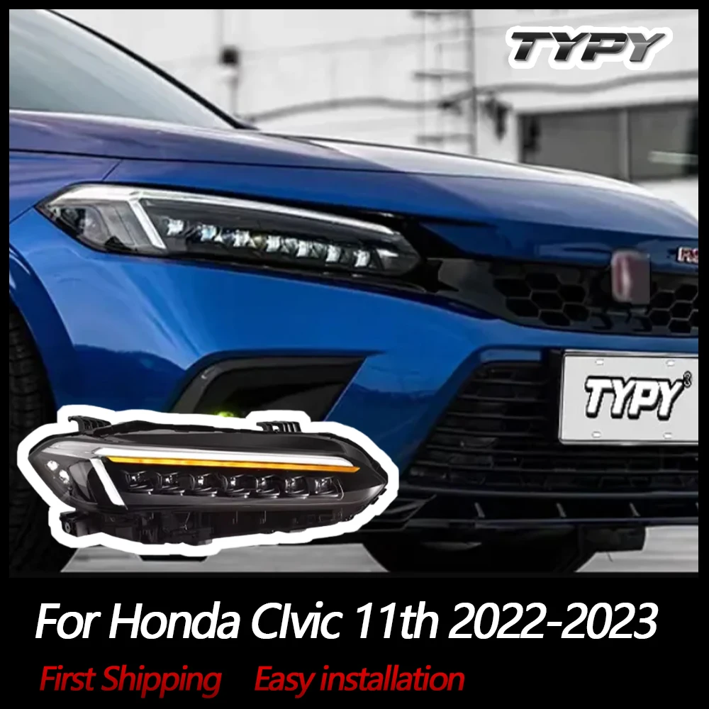 

TYPY Стайлинг автомобиля для Honda CIvic фара 11th 2022-2023 светодиодный объектив проектора фара указатель поворота DRL запуск динамический