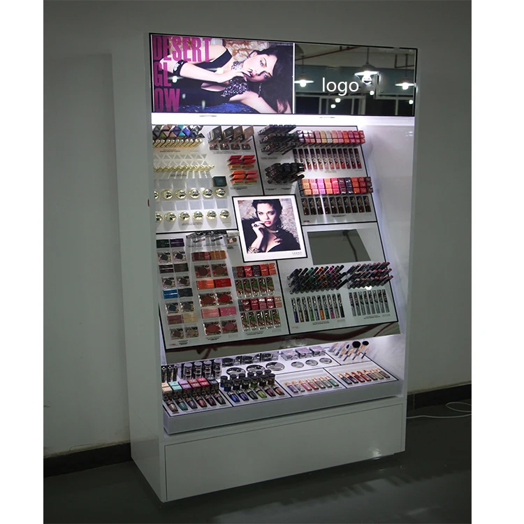 2022 Custom Design Makeup Display Stand Acrylic Cylinder Cosmetic Beauty Products Store Shelf Display Rack