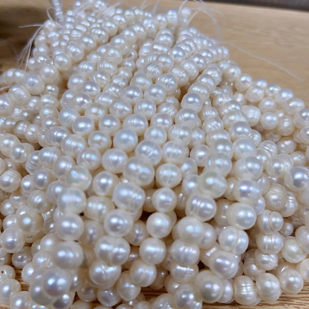 7-8-9mm AAA Impeccable New Bread Round Bead Factory Wholesale Natural Freshwater Pearl Jewelry Make DIY Necklace Bracelet Gift