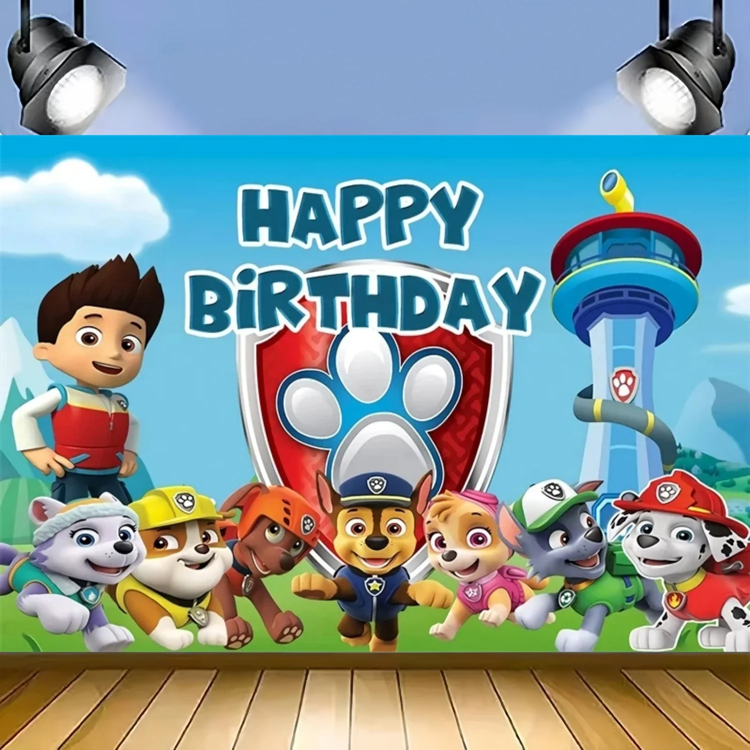 Paw Patrol Birthday Backdrop Decoration Party Photography Background Puppy Wall Photo Studio Banner Dog Poster Photo Studio