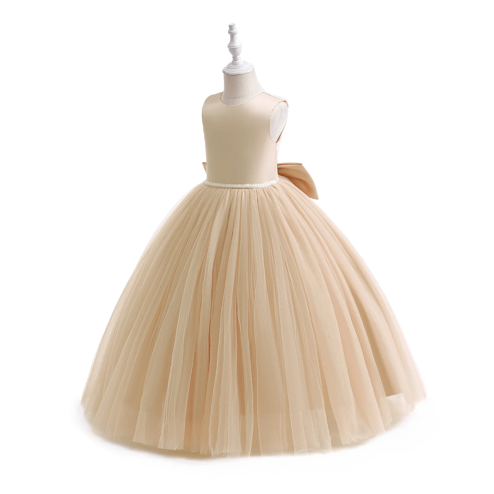 New Style Princess Flower Girl'S Skirt With Big Bow Backless&Buffy Gauze For Host Or Wedding Party