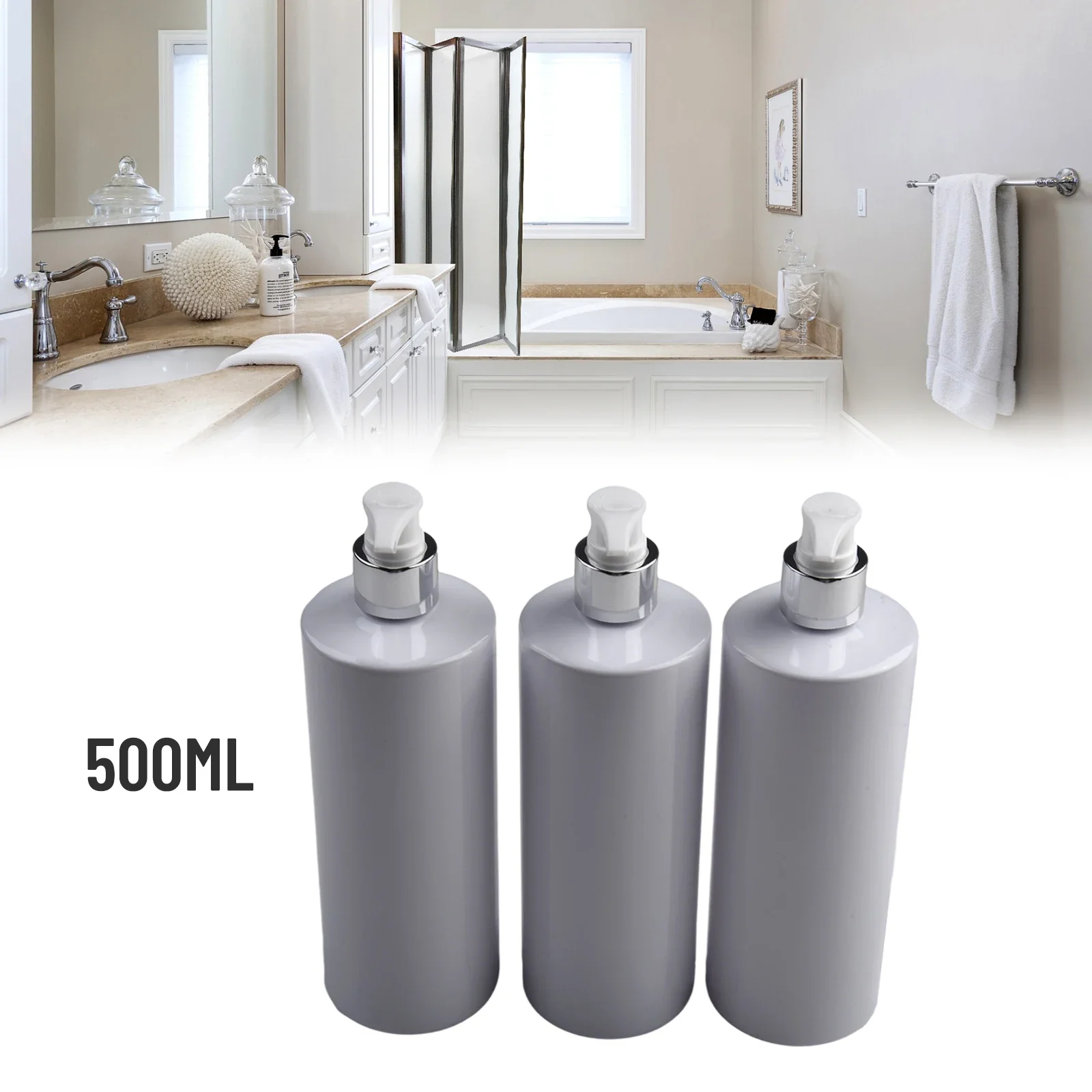

3PCS 500ml Dispenser With Pump Refillable Shower Shampoo Conditioner Bottles Bathroom Organization Guest Decor Farmhouse