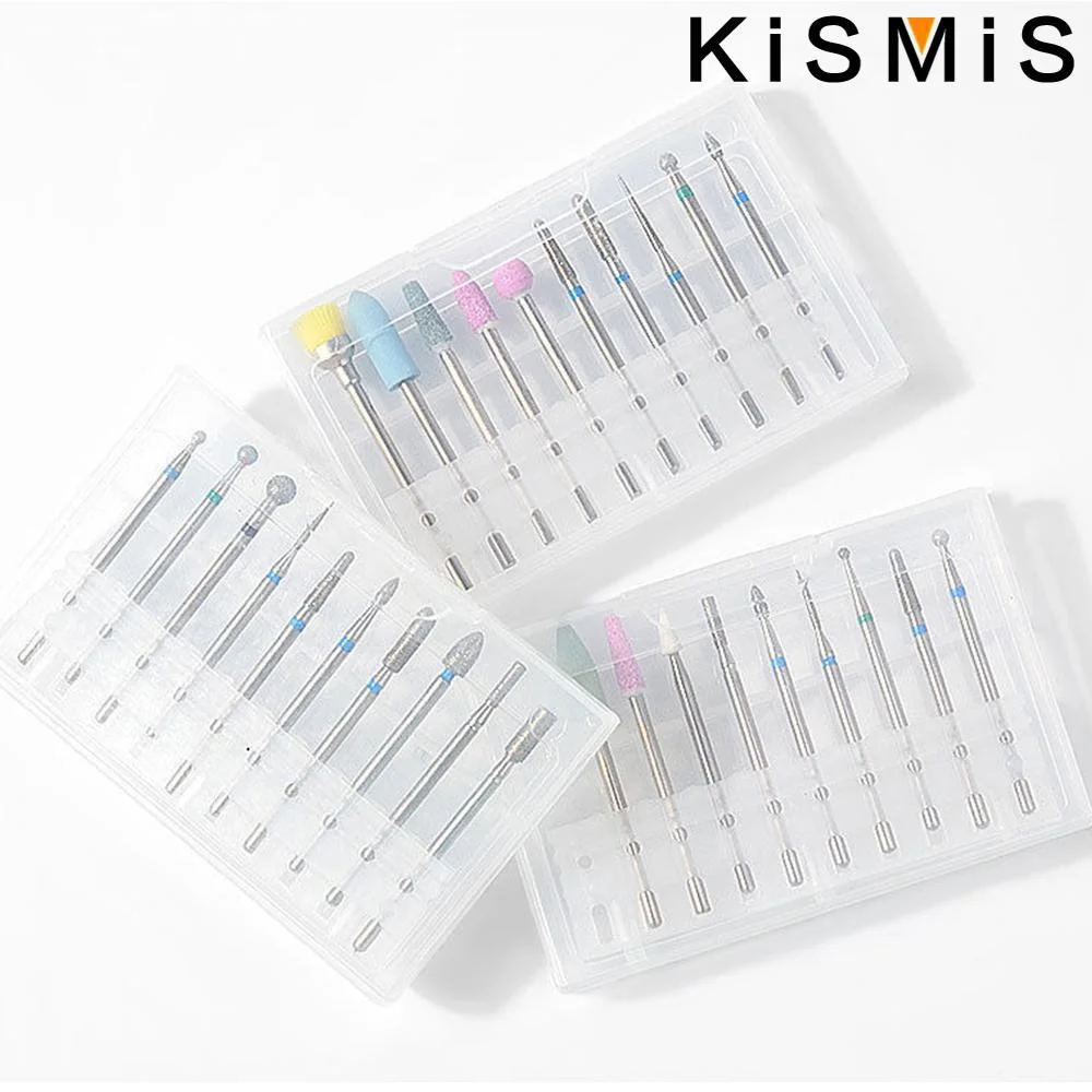 Set di punte per trapano per unghie da 10 pezzi Strumenti elettrici professionali per manicure per lucidatura del gel Lime per unghie Frese Accessori di rotazione