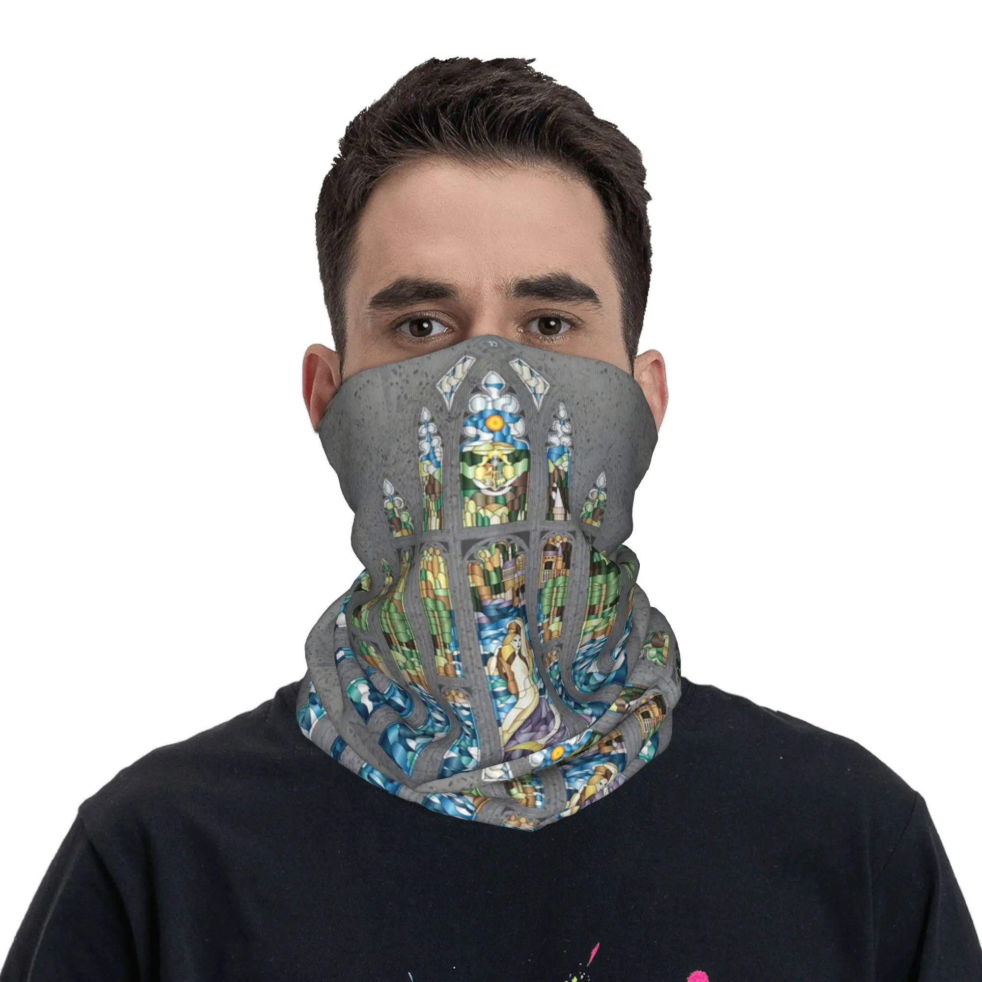 Stained Glass Mermaid Bandana Neck Cover Printed Mask Scarf Warm Cycling Scarf Outdoor Sports For Men Women Adult Washable