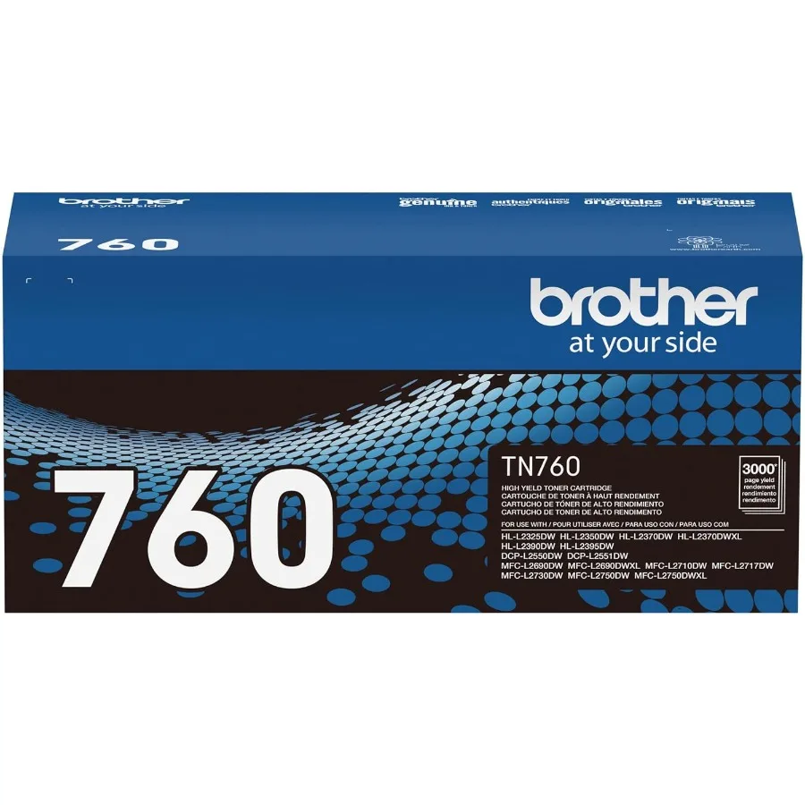 

Оригинальный черный тонер-картридж Brother TN760 высокой емкости для использования с MFC-L2710DW MFC-L2750DW HL-L2350DW HL-L2370DW HL-L2395DW HL