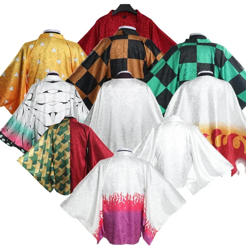 Kamado Tanjirou Brocade Cosplay Cape Kochou Shinobu Rengoku Kyoujou Tomioka Giyuu Haori Yukata Casual Kimono Cloak N22