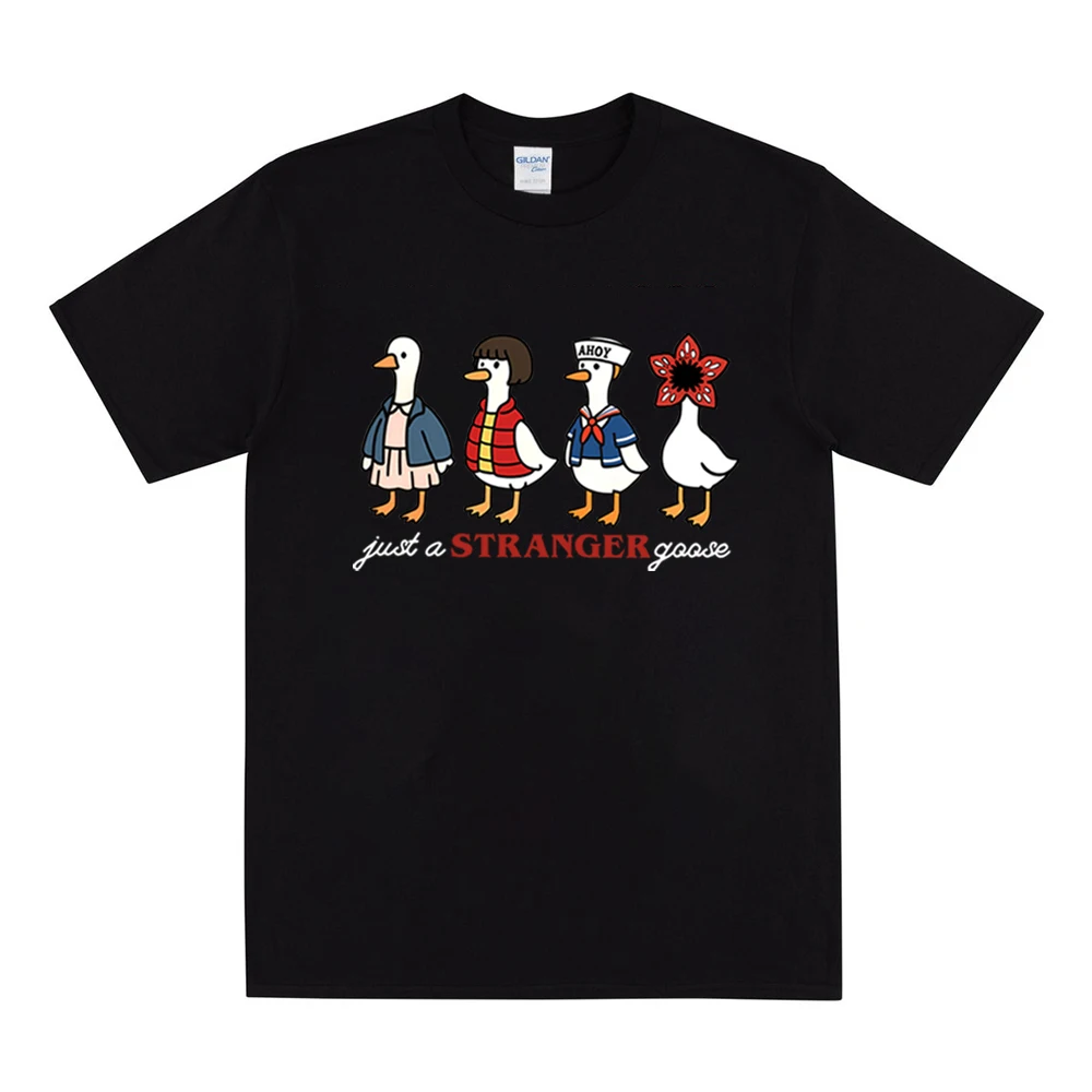 ST5 Hawkins T-shirt Just A Stranger Goose Shirt Funny Goose Graphic Tee Demogorgon  The Upside Down Silly Goose Humor Tees Tops