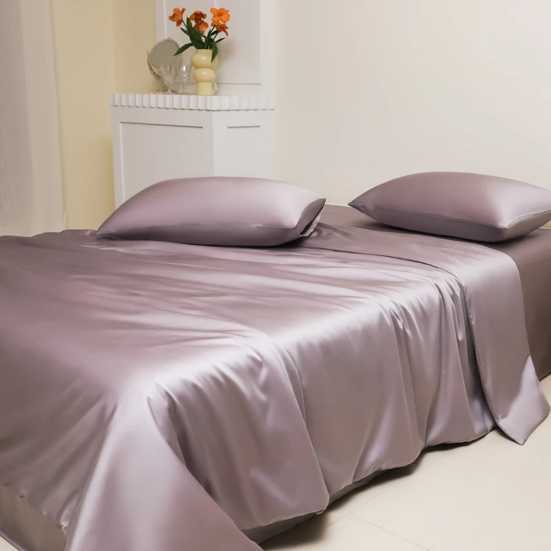 Premium Purple Soft Silky Bedding Set Twin Double Queen 4Pcs Reversible Duvet Cover Set Bed