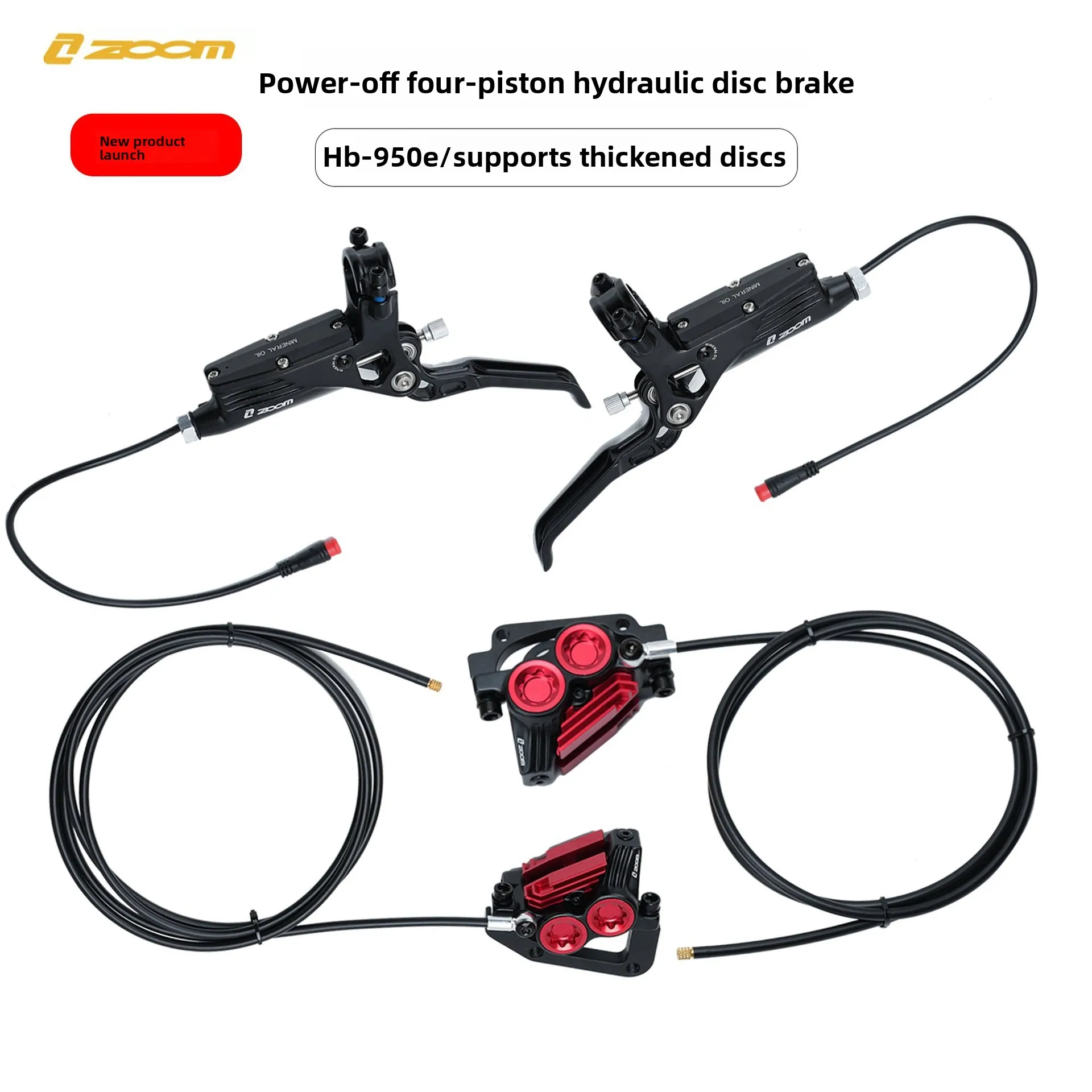 Electric Dirt Bike Hydraulic Disc Brake ZOOM Power Off Brake Caliper 4 Piston for 79 Bike Moped Upgrade